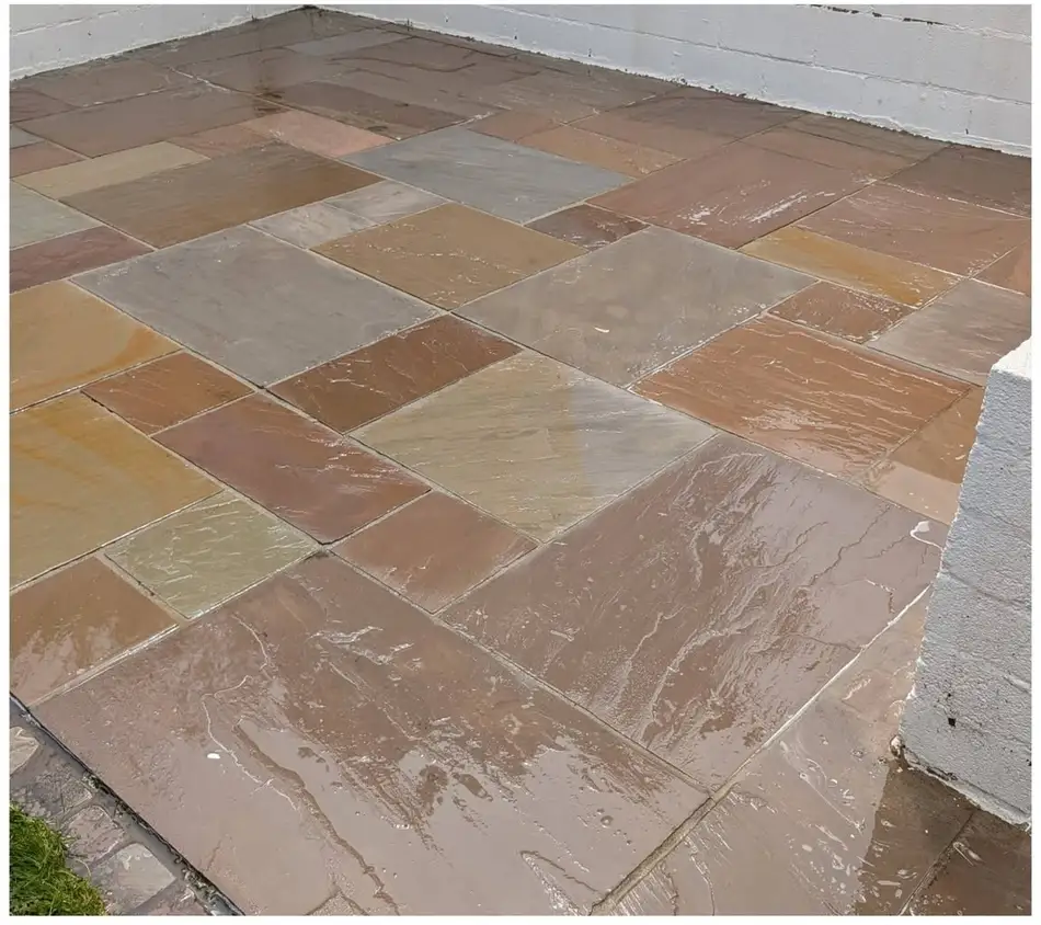 Clean sandstone patio flags after cleaning